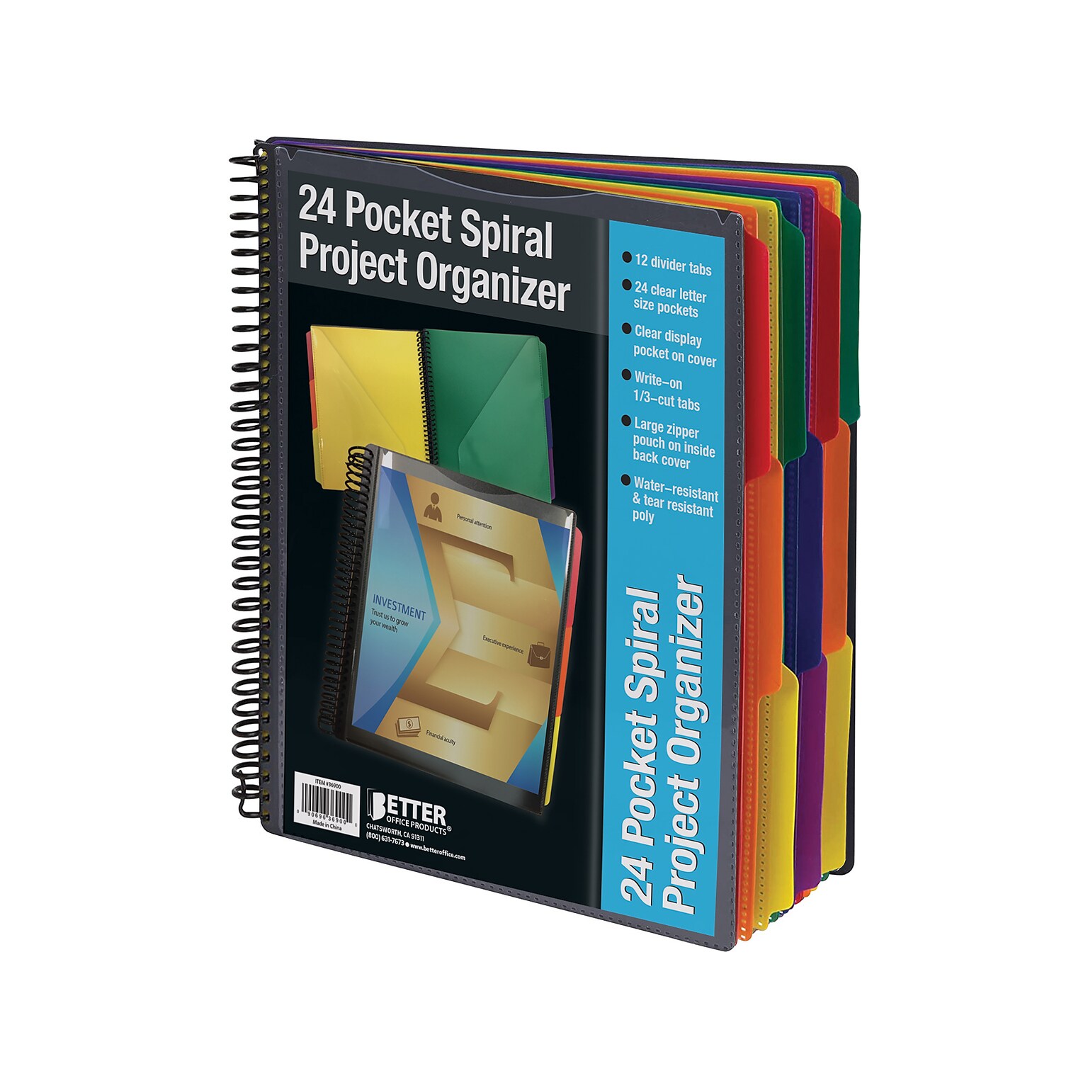 Better Office 24-Pocket Poly Project Folder, Multicolor (36900)
