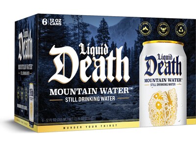 Liquid Death Mountain Water, 12 fl. oz., 6 Cans/Box, 4 Boxes/Carton (LD-12-4x6pk)