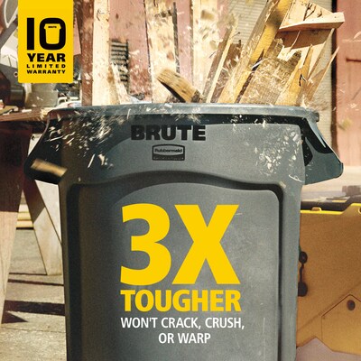 Rubbermaid Brute Vented Trash Can Receptacle without Lid, 55-Gallons, Gray (FG265500GRAY)