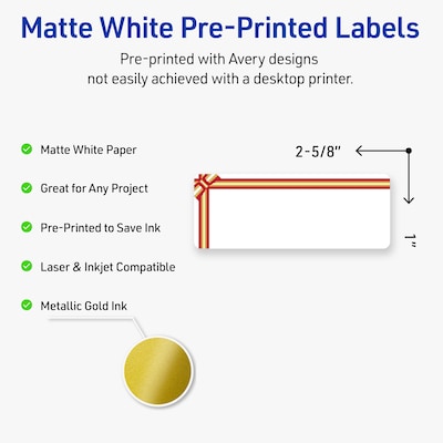 Avery Rectangle Multipurpose Labels, 1 x 2-5/8, White, 160/Pack (19479370586)