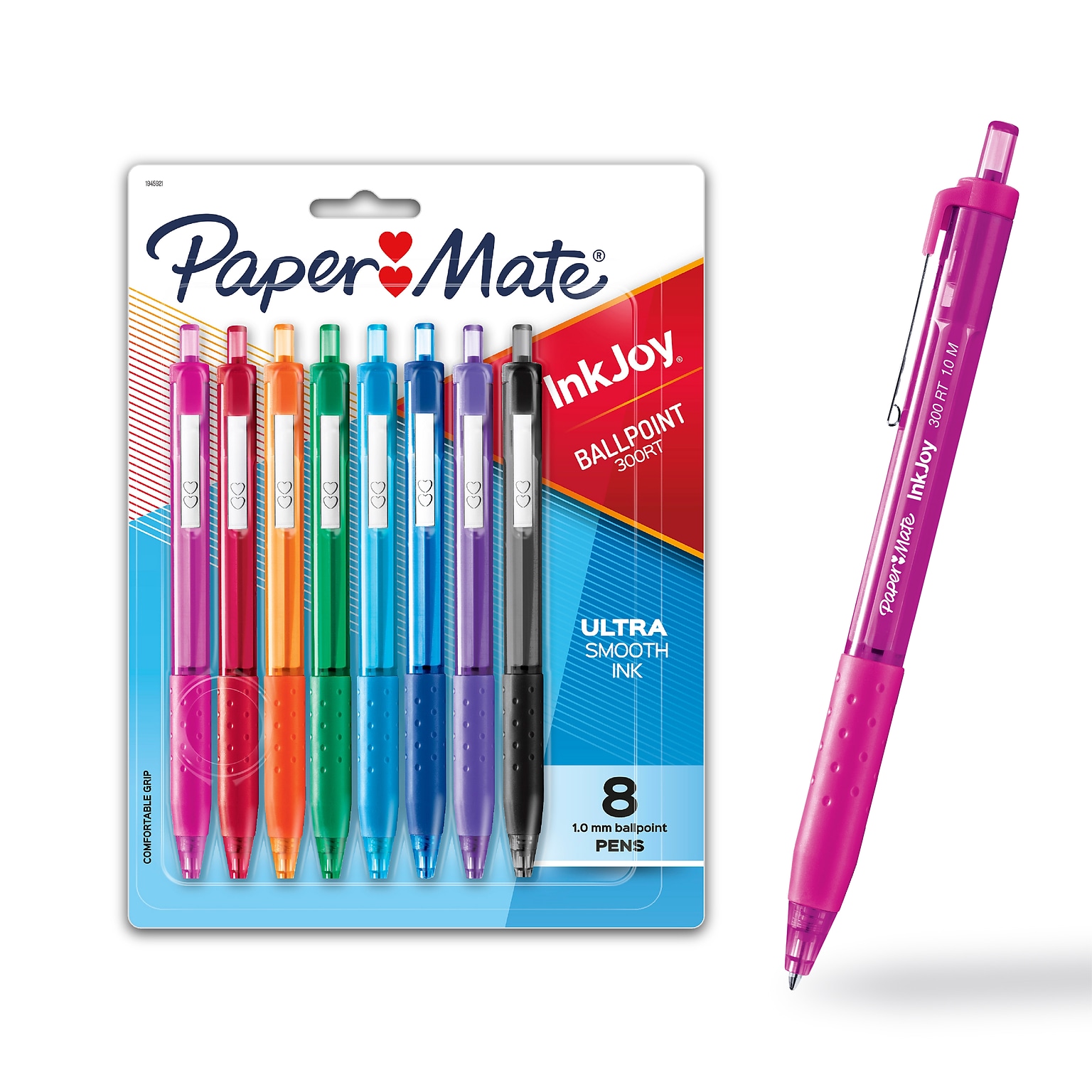 Paper Mate InkJoy 300RT Retractable Ballpoint Pens, Medium Point, 1.0mm, Assorted Ink, 8/Pack (1781564/1945921)