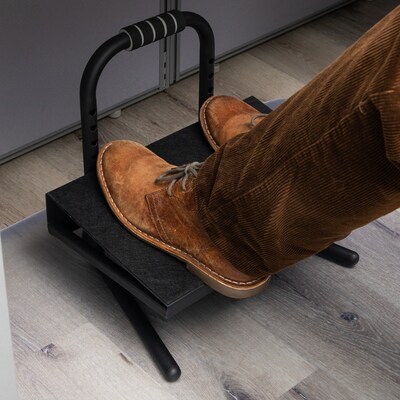 Mind Reader - Adjustable Height Footrest Under Desk - Black