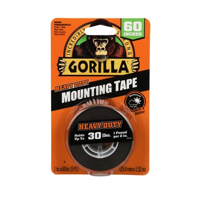 Gorilla Heavy Duty Double-Sided Mounting Tape, 1 x 1.67 yds., Black (6055002)