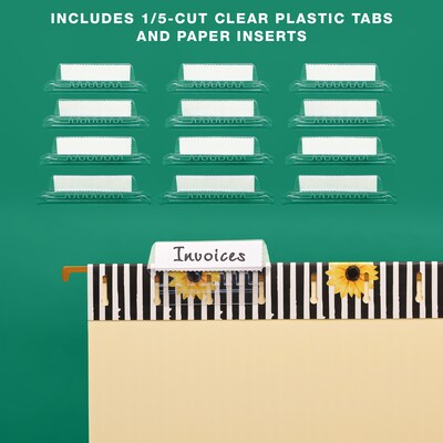Global Printed Products Heavy Duty Hanging File Folder, 1" Expansion, Straight-Cut, Letter Size, Sunflower, 12/Pack (GPP-0102-D)