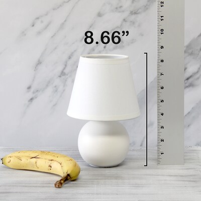 Creekwood Home Nauru 8.66" Traditional Petite Ceramic Orb Base Bedside Table Desk Lamp, Off White (CWT-2004-OF)