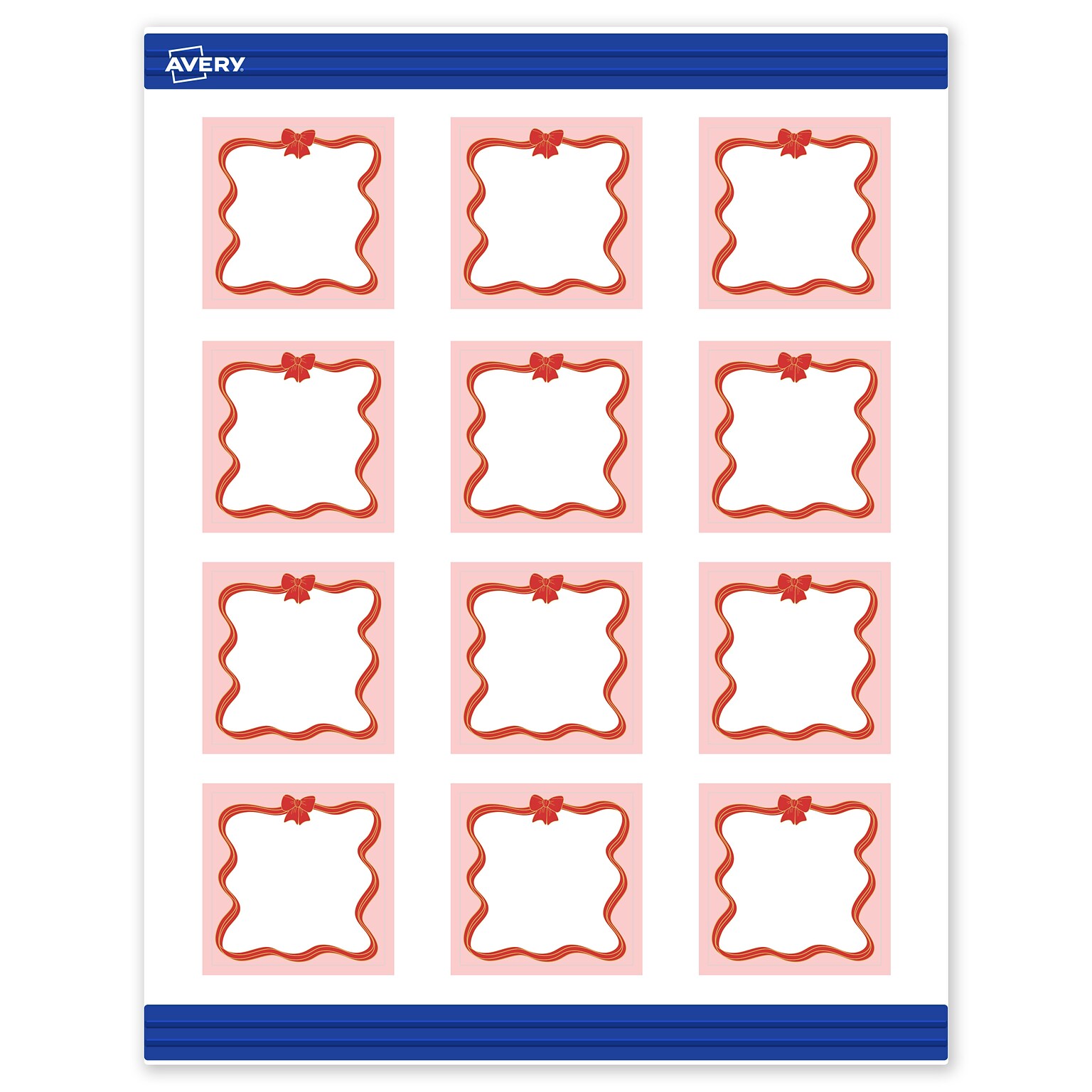 Avery Gold-Pink Bow Matte Blank Card, White, 120/Pack (S00-FFH)
