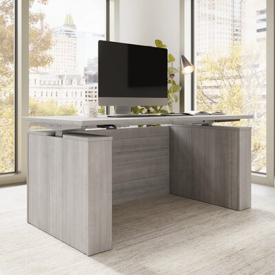 Bush Business Furniture Stratus 60W Electric Rectangular Adjustable Standing Desk with Modesty Panel, Platinum Gray (SUT003PG)