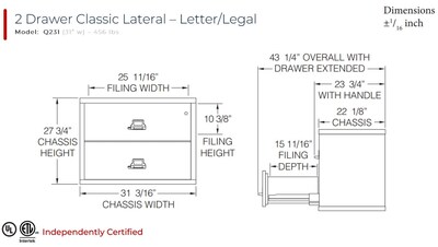 Quill Brand® 2-Drawer Fireproof Lateral File, Sand, 31"W (Q231LATSA)