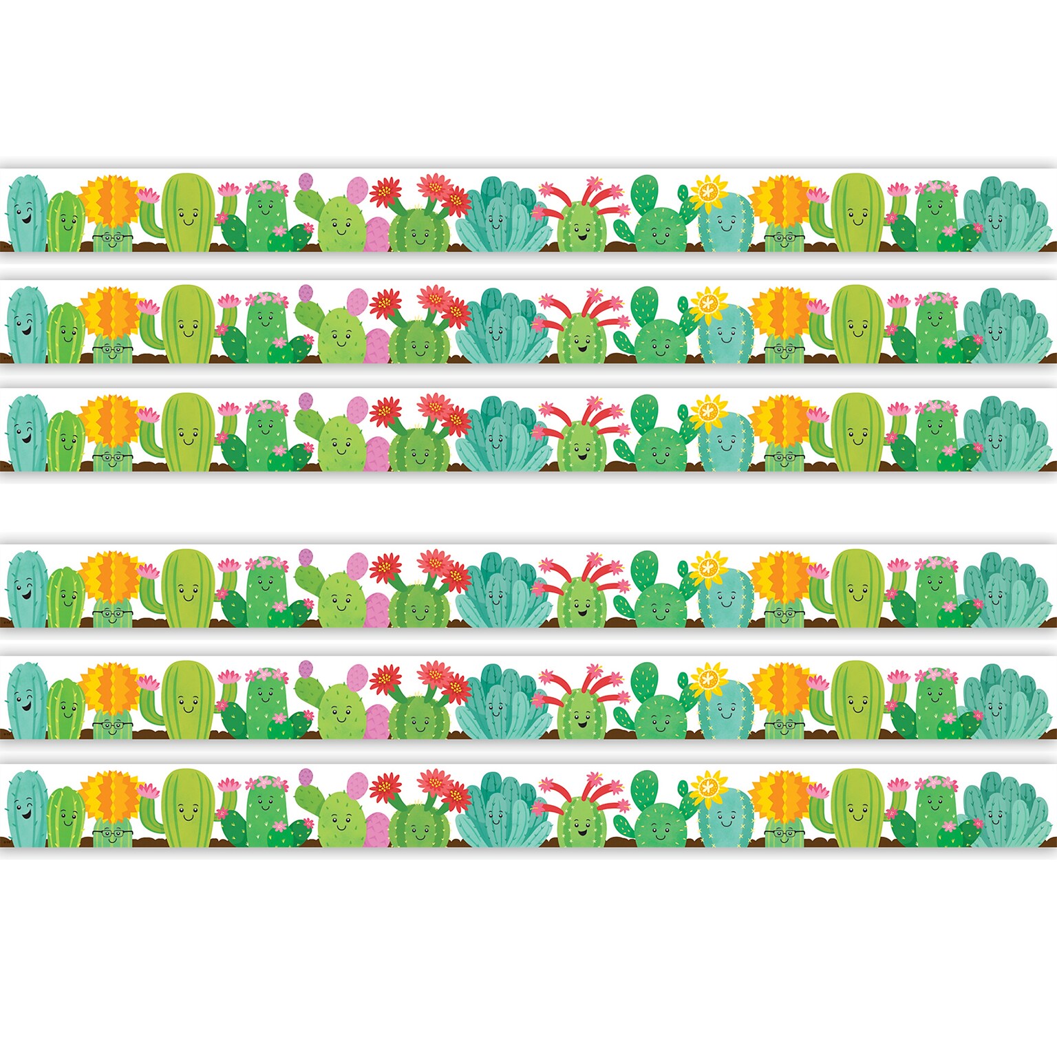 Teacher Created Resources Die-Cut Border Trim, 3 x 2.92, Happy Cactus Crew, 12/Pack, 6 Packs/Bundle (TCR6954-6)