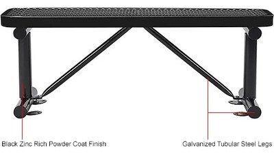 Global Industrial 4' Outdoor Steel Flat Bench, Expanded Metal, Black (695741BK)
