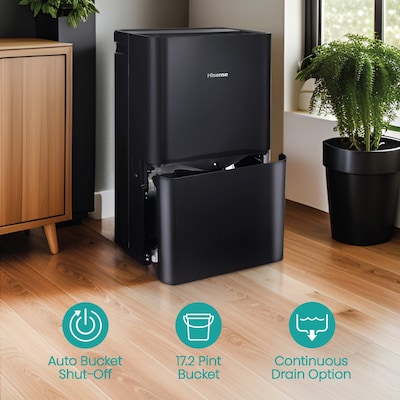 Hisense 50-Pint Dehumidifier, 3-Speed, Covers up to 4500 sq. ft., Black (ADH50KP26)