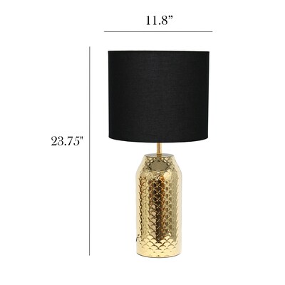 Simple Designs Whimsical Wave 23.75" LED Table Lamp, Gold Base/Black Shade (LT2124-GLD)