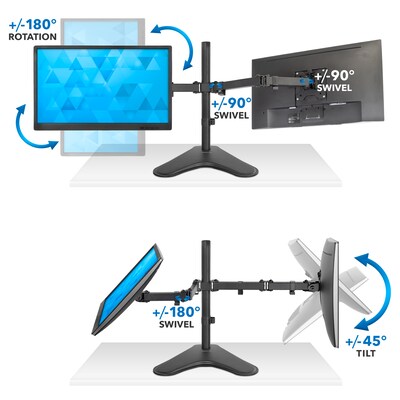 Mount-It! Dual Adjustable Monitor Arm, Up To 32", Black (MI-2781)