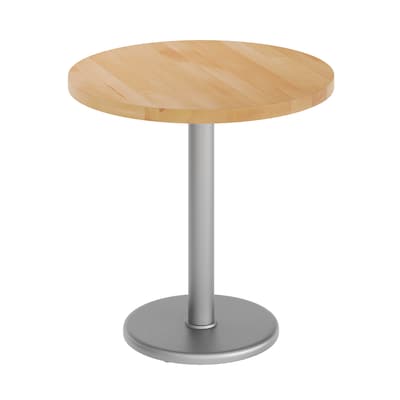 Flash Furniture Bennett 30 Round Wooden Commercial Indoor Table, Natural Top/Silver Base, (GSFRD30NTTR18S)