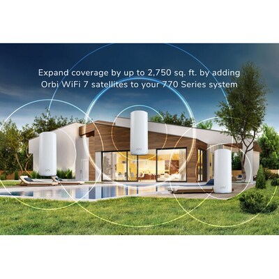 Netgear Orbi 770 BE 11000Mbps Tri-Band Mesh Wi-Fi 7 Router, White (RBE770-100NAS)