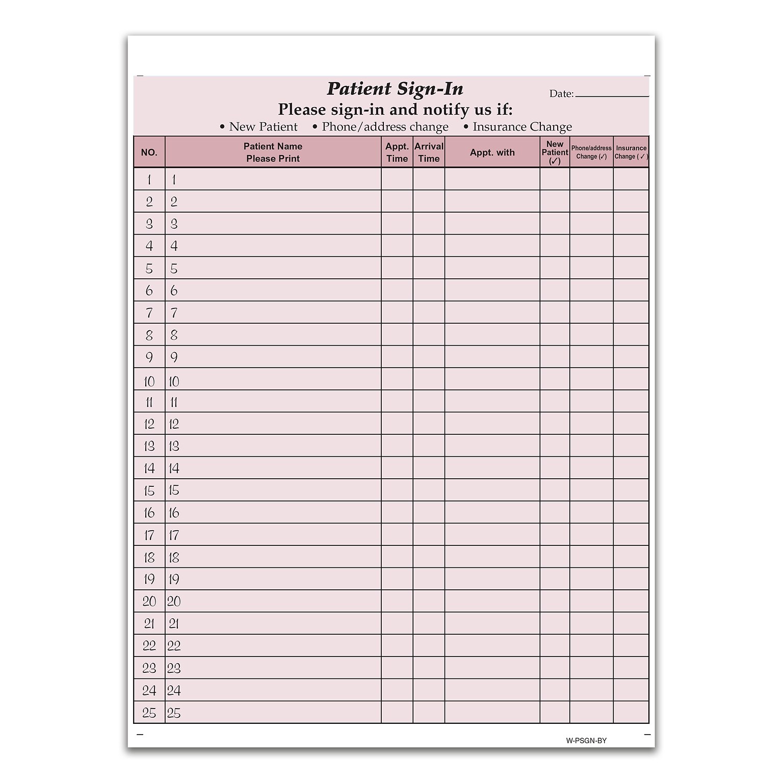 Cosco Patient Confidential Sign-In Forms, 3-Part, 125 Forms/Pack (074041)