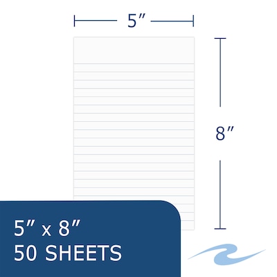Roaring Spring Paper Products Boardroom Series Notepad, 5" x 8", Wide Ruled, White, 50 Sheets/Pad, 144 Pads/Carton (24529CS)