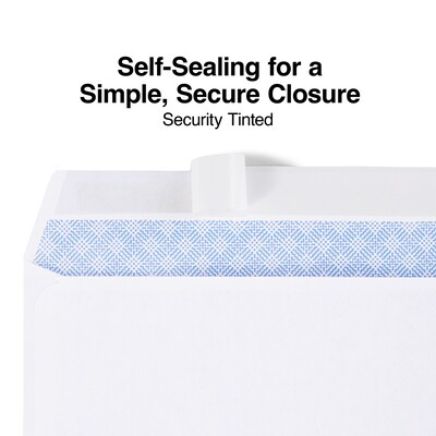 Staples® Simply Self Seal Security Tinted #6 Business Envelopes, 3 5/8 x 6 1/2, White, 50/Box (862