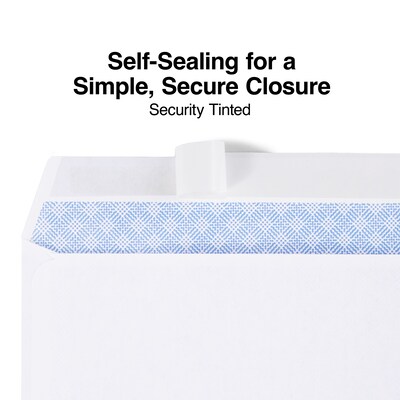 Staples® Simply Self Seal Security Tinted #6 Business Envelopes, 3 5/8 x 6 1/2, White, 50/Box (862