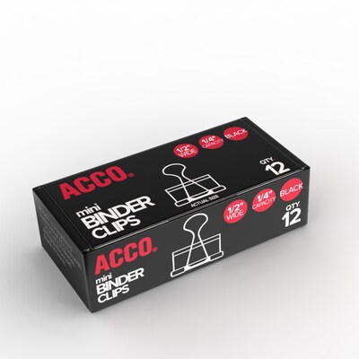 ACCO Binder Clips, Mini, Black, Dozen (A7072010)