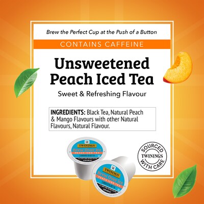 Twinings Brew Over Ice Peach Iced Black Tea, Keurig® K-Cup® Pods, 24/Box (F17280)