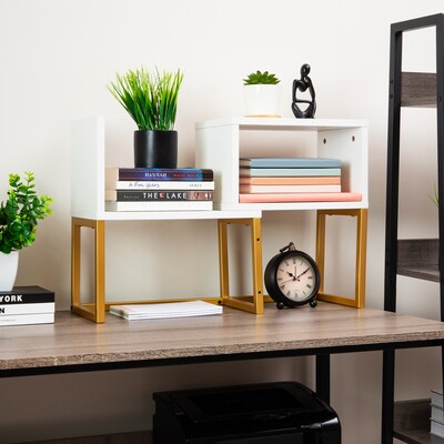 Mind Reader 3 Metal Desktop Bookshelf, 15.75" x 7.87" x 23.75", White (MDGDESK-WHT)