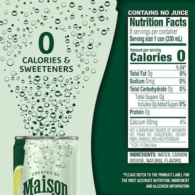 Perrier Flavored Lime Sparkling Mineral Water, 11.15 oz., 8 Cans/Pack (NES31086)