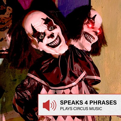 Haunted Hill Farm Lifesize Animatronic Two-Headed Clown (HHCLOWN-37FLSA)