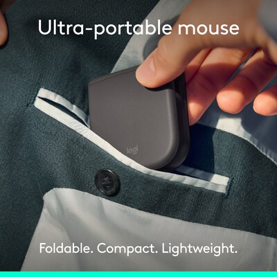 Logitech Mobi Fold Wireless Ambidextrous Optical Travel Mouse, Graphite (910-007601)