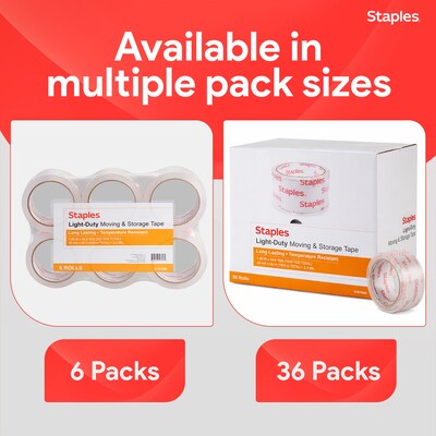 Staples® Lightweight Moving & Storage Packing Tape, 1.88" x 54.6 yds., Clear, 6/Pack (ST61006/52207)
