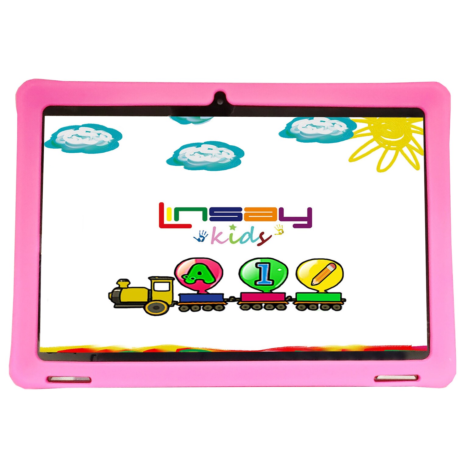 Linsay Octa Core 10.1 Tablet, 4GB RAM, 128GB Storage, Android 13, Bundled with Pink Kids Case