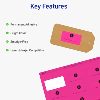 Avery Sure Feed Laser/Inkjet Removable ID Labels, 1 x 2-5/8, Assorted Neon, 360 Labels/Pack (6479)