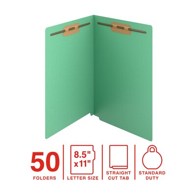 Staples Reinforced Classification Folder, 3/4 Expansion, Letter Size, Green, 50/Pack (ST62735)