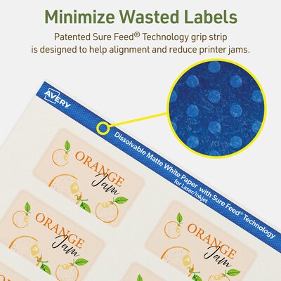 Avery Dissolvable Rectangle Multipurpose Labels, 1.5" x 2.75", Off-white, 250/Pack (94230)