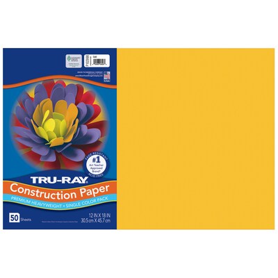 Tru-Ray 12 x 18 Construction Paper, Gold, 50 Sheets/Pack, 3 Packs/Bundle (PAC102998)