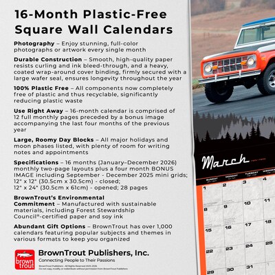 2026 BrownTrout Ford Bronco 12" x 12" Monthly Wall Calendar (9798330701629)