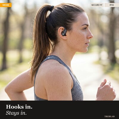 Treblab Wireless Noise Canceling Earbuds, Bluetooth, Black (X4)
