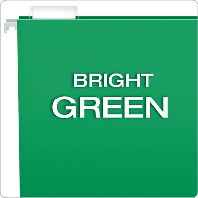 Pendaflex Recycled Hanging File Folders, 1/5 Tab, Letter Size, Bright Green, 25/Box (81610)