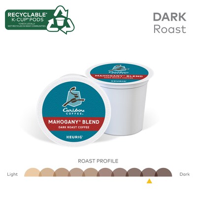 Caribou Mahogany Blend Coffee Keurig® K-Cup® Pods, Dark Roast, 0.40 oz., 24/Box (6990)