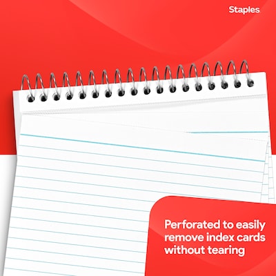 Staples™ 4" x 6" Index Cards, Lined, White, 50 Cards/Pack, 3 Packs/Carton (TR51007)