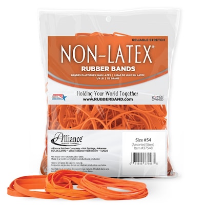 Alliance Non-Latex Multi-Purpose Assorted Rubber Bands, Orange (37548)