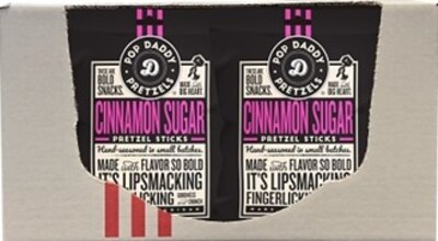 Pop Daddy Cinnamon Sugar Pretzels Sticks, 3 oz., 12 Bags/Box (OPD05830)