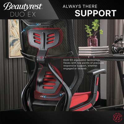 Beautyrest Duo-EX Ergonomic Mesh Swivel Computer Chair, Red (60051-RED)