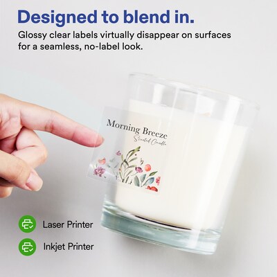 Avery Square Laser/Inkjet Multipurpose Labels, 2" x 2", Clear, 20 Labels/Sheet, 25 Sheets/Pack (19479311176)