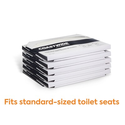 Coastwide Professional™ Toilet Seat Covers, 0.87" x 10.43", 250/Pack, 10 Packs/Carton (CW24776)