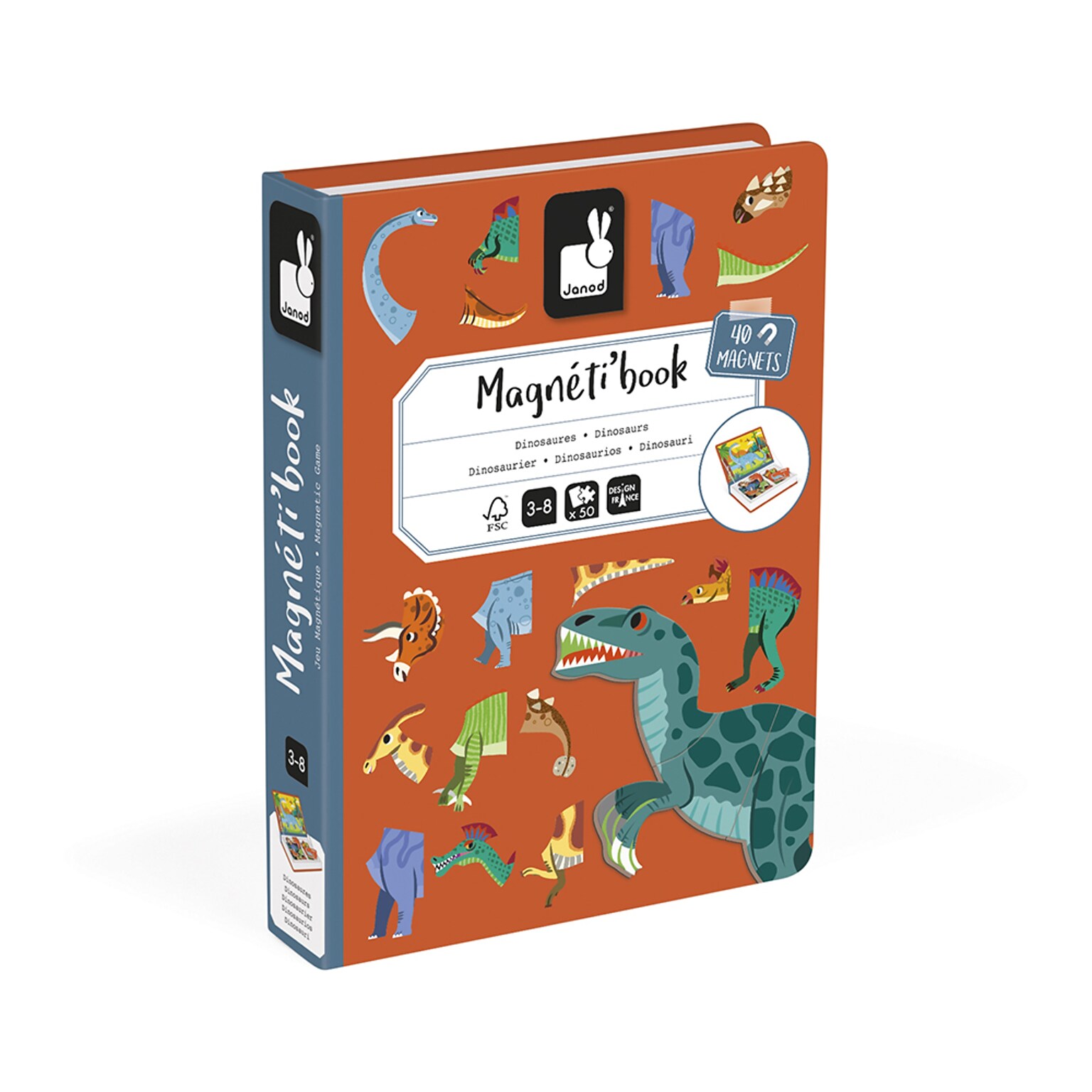 Janod Magnetibook Dinosaurs, Multicolored (JND02590)