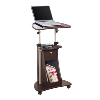 Techni Mobili 22"W Manual Adjustable Standing Laptop Cart, Chocolate (RTA-B005-CH36)