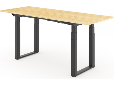 FlexiSpot E7Q 72W Electric Adjustable Standing Desk, Bamboo/Black (E7QBR7230-LBZB)