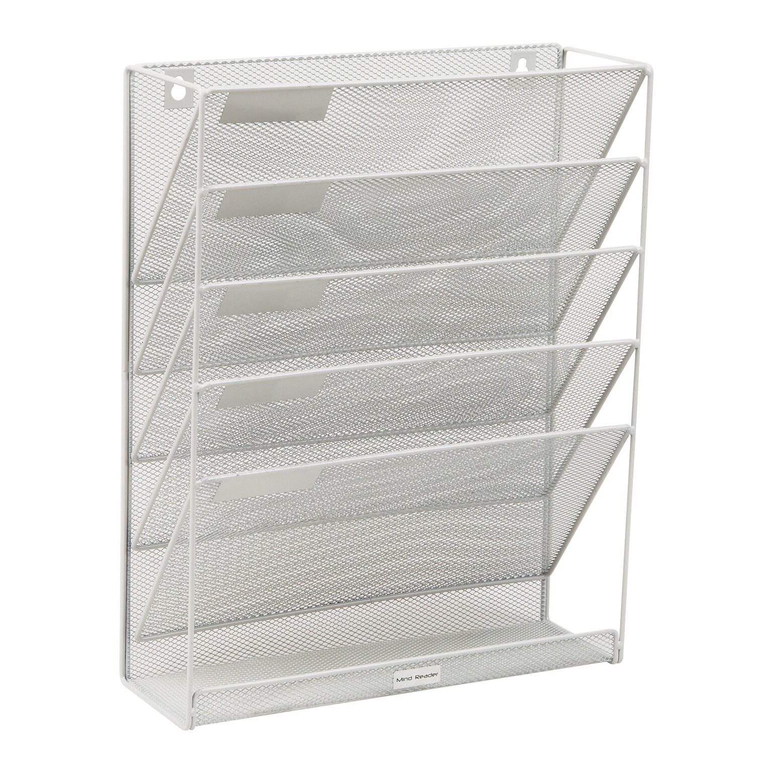 Mind Reader 5-Pocket Metal Mesh Mountable Wall File, Letter Size, White (MAGSTACK-WHT)