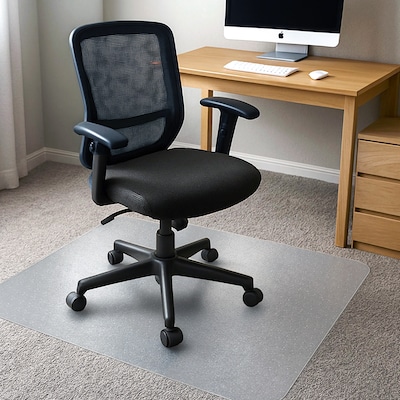 Floortex Cleartex TrYlok Carpet Chair Mat, 45" x 53", Designed for Low-Pile Carpet, Clear Vinyl (NRCMFLVT0005)